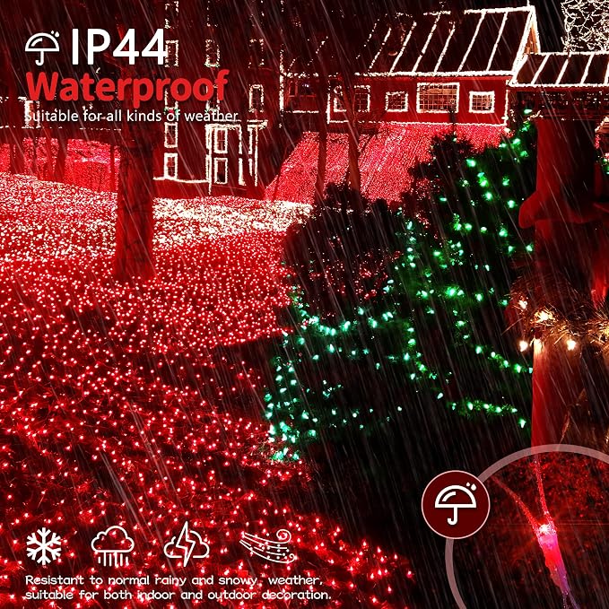 HEYFUNi Net Mesh String Lights, 360LED Red Light Bulbs, 8 Lighting Modes, for Indoor Outdoor, Curtain, Christmas Tree, Bush, Party, Wedding, Fairy, Wall Decor (13 ft x 5 ft,Red)