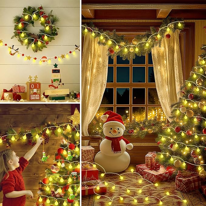 2 Pack Battery Operated String Lights Indoor Outdoor - 45FT 100 LED Fairy Lights with Remote, Waterproof Globe Light 8 Modes with Timer for Bedroom Classroom Dorm Girl's Room Decorations, Warm White