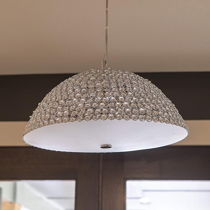 Decor Therapy CH1936 Lyla Dome Pendant Light, Chrome and Clear