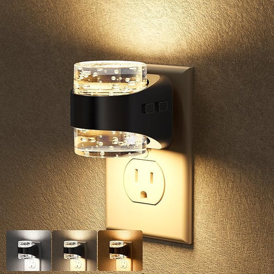 Briignite LED Night Light Plug into Wall Dimmable Night Light with Bubble Design 3000K/4000K/5000K & 3 Brightness Levels for Baby Nursery Hallway Bathroom Kids Room Decor, 3CCT