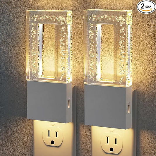 JandCase Night Lights Plug into Wall, Dusk to Dawn Sensor, 3000K Soft White LED, Acrylic Bubble Design, 0-100lm Adjustable Brightness, Foldable Nightlight for Bedroom, Bathroom, Living Room, Hallway