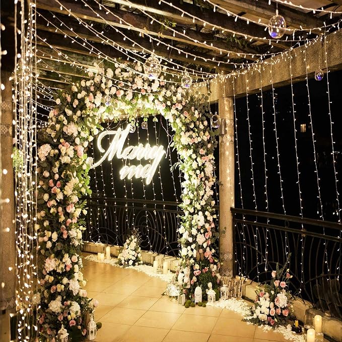 Geanmoki 306 LED Window Curtain String Light Wedding Party Home Garden Bedroom Outdoor Indoor Wall Decorations