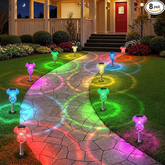 Benany Solar Lights Outdoor, 8 Pack Mushroom Lights Outside Waterproof, Solar Powered LED Lighting for Garden, Yard, Landscape, Path, Pathway, Lawn, Walkway, Driveway, Backyard Decor (Color Changing)