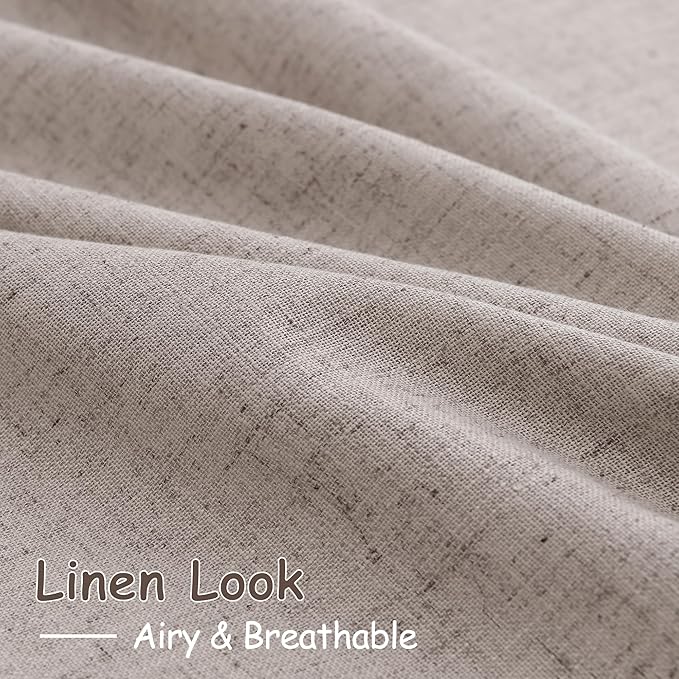 Extra Long Brownish Grey Curtain 108 Inches Long 2 Panels Set Back Tab Linen Drapes for Living Room Neutral Farmhouse Light Filtering Semi Sheer Linen Curtains 108 Inch Length for Large Window 9 FT