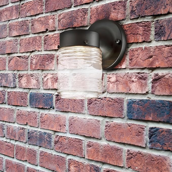Design House 587246 Jelly Jar Indoor/Outdoor Integrated LED Wall Light, Black
