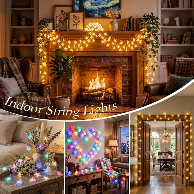 Star Lights String Lights USB 50FT 100 LED Fairy Lights with Remote IP44 Waterproof 11 Modes 2-in-1 Warm White & Multicolor Changing Indoor Outdoor Starry Lights for Bedroom Garden Party Decor