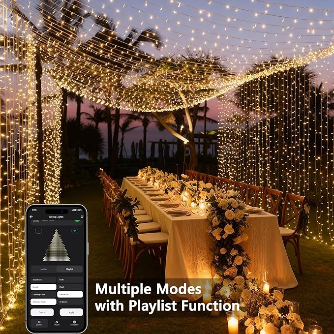 Brizled Smart Christmas Lights, 65.61ft 200 LED String Lights with APP & Voice Control, Dimmable WiFi Warm White Fairy Light Music Sync Xmas Tree Light Clear Wire for Home Christmas Tree Party Decor