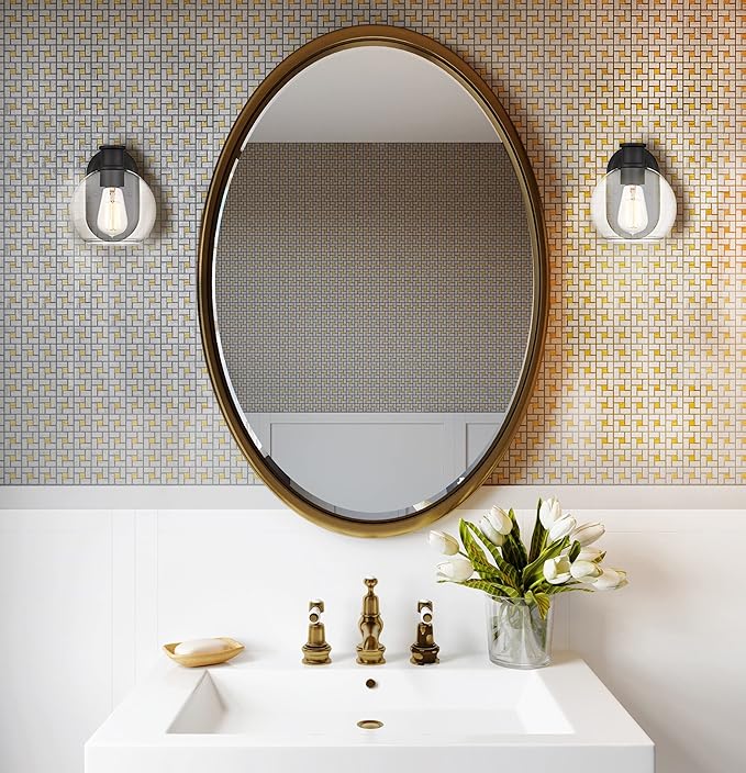 Tawson Dan Modern Farmhouse 1-Light Wall Sconces Light with Clear Glass Globe Shade in Dark Bronze Finish for Hallway, Entryway, Bathroom, Garage, Kitchen, Living Room