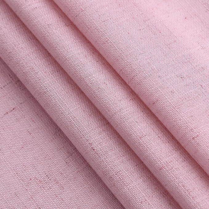 Nanspring Rose Linen Curtains 108 Inches Long 2 Panels Set with Back Tab Loop Pocket Light Filtering Semi Sheer Boho Decor Extra Long Drapes for High Ceiling Living Room 52x108