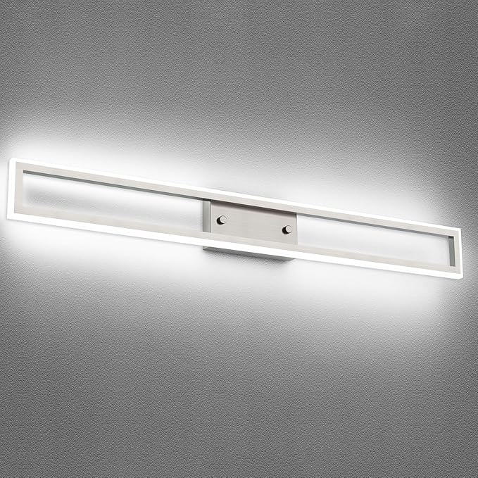 ZUZITO Modern Bathroom Light Fixtures - Brushed Nickel Vanity Light 40 Inch - Dimmable LED Bathroom Vanity Light 6000K
