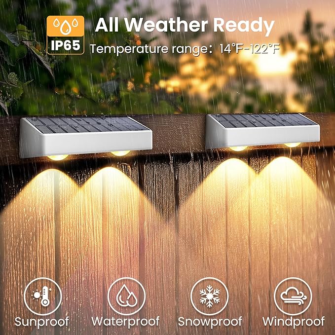 SOLPEX Solar Fence Lights Outdoor, 9 Fixed Colors ＆ Color Changing Fence Solar Lights Outdoor Waterproof IP65, LED Deck Lighting for Backyard Wall Step Patio Railing Pool Porch (8 Pack)