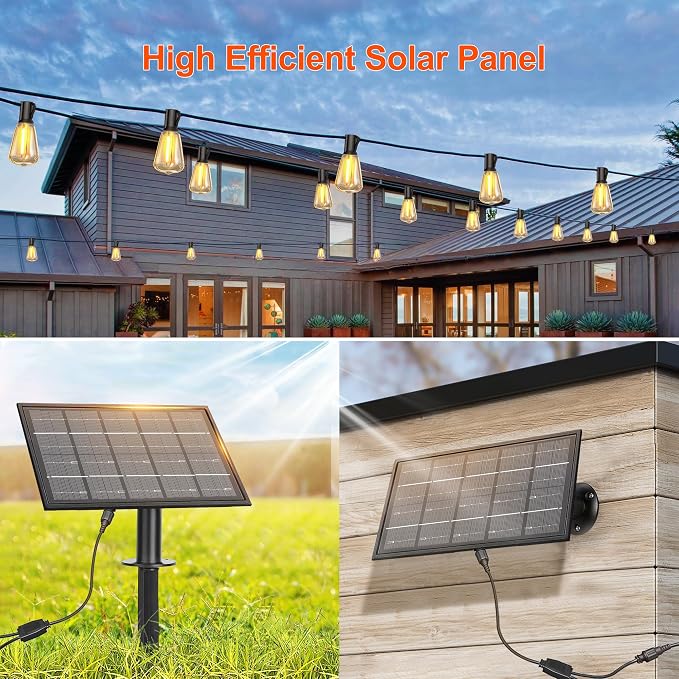 BLIATLUS 120FT Solar String Lights Outdoor Waterproof with Remote Control 30+2 Shatterproof LED ST38 Bulbs for Porch Garden Market Bistro Patio Backyard Fence