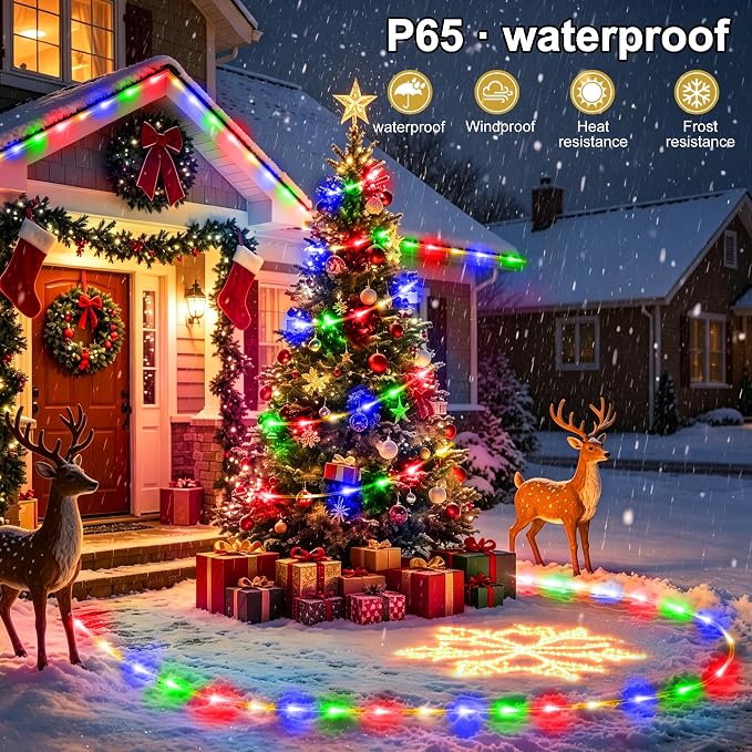 Solar Rope Lights Outdoor Waterproof, 33FT 100 LED Solar String Lights with 8 Lighting Modes,Trampoline Lights, Solar Patio Light for Garden Fence Backyard Deck Porch Pool Tree Christmas Decor