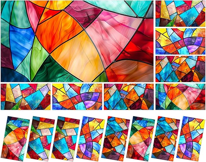 8 Pcs Fluorescent Light Covers with 80 Magnets Decorative for Classroom Ceiling Light 4 x 2Ft Magnetic Covers Filter Easy Install for Office Hospitals & Home Drop Ceiling Supplies（Retro Glass Window）