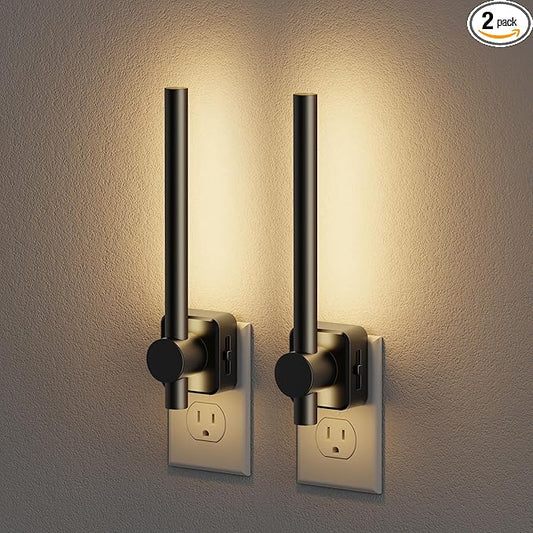 JandCase Night Lights Plug into Wall,0-200LM Dimmable LED Nightlights, 2 Pack Soft White 3000K Vanity Night Light with Auto Light Sensor for Bathroom Dressing Room