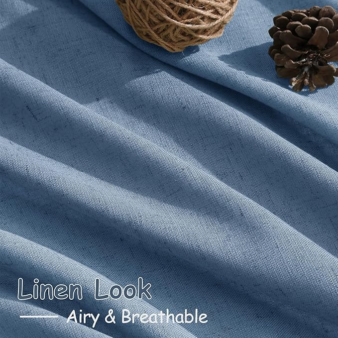 Linen Stone Blue Curtains 108 inch Living Room Back Tab Light Filtering Semi Sheer Drapes Modern Simplicity Farmhouse Coastal Decor for Floor to Ceiling High Window 52x108,2 Panels