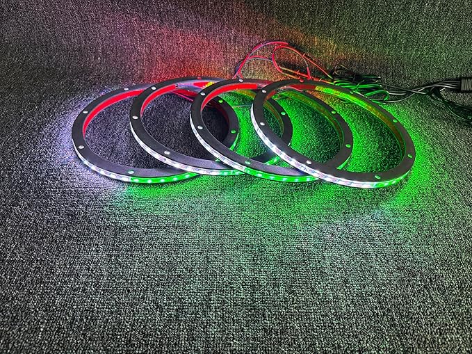 4PCS 6.5" RGB Dream Color Chasing Symphony LEDs Addressable Speaker Rings Lights with Wireless RF Remote Bluetooth App Control Coaxial Speaker Lights Slingshot