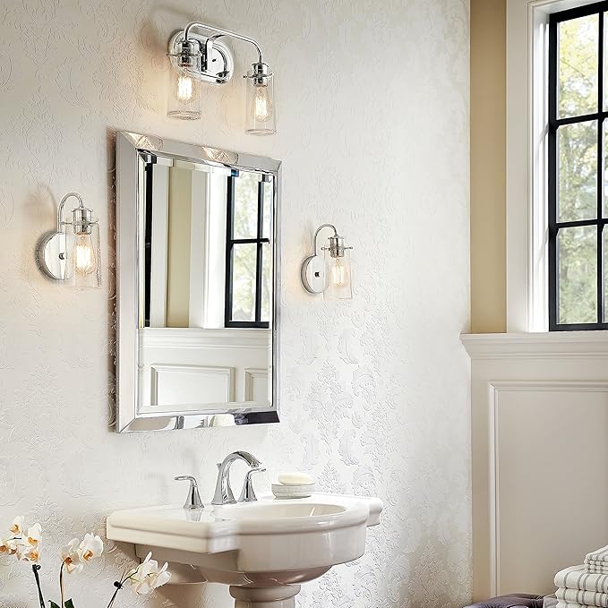 KICHLER Braelyn 14.75" 2 Light Vanity Light with Clear Seeded Glass Chrome