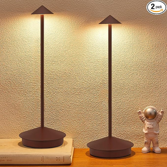 Portable Led Cordless Lamp Table Light 2 Pack, Rechargeable 6000mAh Battery Outdoor Table Lamp for Dinning Restaurant Patio Bedroom Camping, IP54 Waterproof, Dimmable