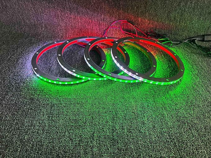 4PCS 6.5" RGB Dream Color Chasing Symphony LEDs Addressable Speaker Rings Lights with Wireless RF Remote Bluetooth App Control Coaxial Speaker Lights Slingshot