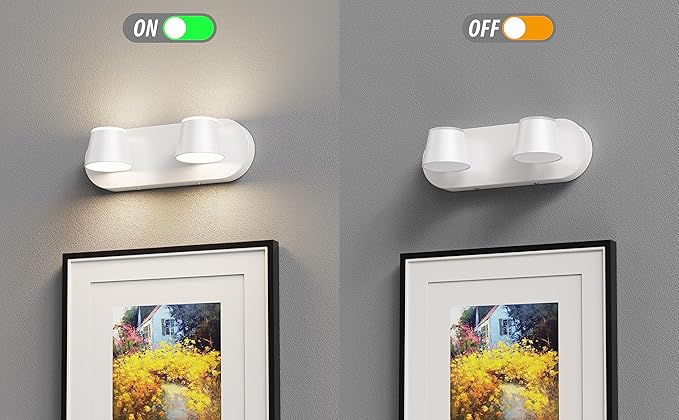 URSOLA 2 Light Bathroom Vanity Light LED White Wall Light Fixtures Up and Down Rotatable Dimmable 13 inch Bathroom Lighting