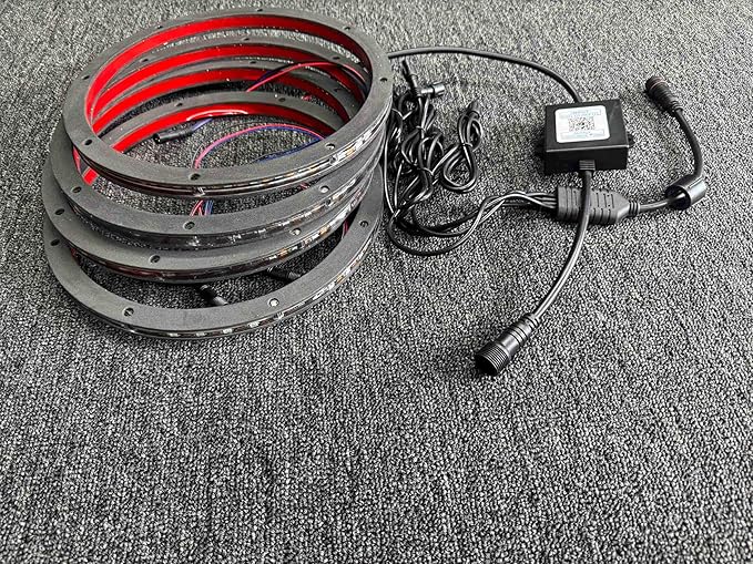 4PCS 6.5" RGB Dream Color Chasing Symphony LEDs Addressable Speaker Rings Lights with Wireless RF Remote Bluetooth App Control Coaxial Speaker Lights Slingshot