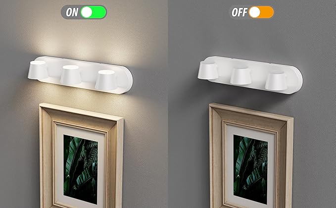 URSOLA 3 Light Bathroom Vanity Light LED White Wall Light Fixtures Up and Down Rotatable Dimmable 20 inch Bathroom Lighting